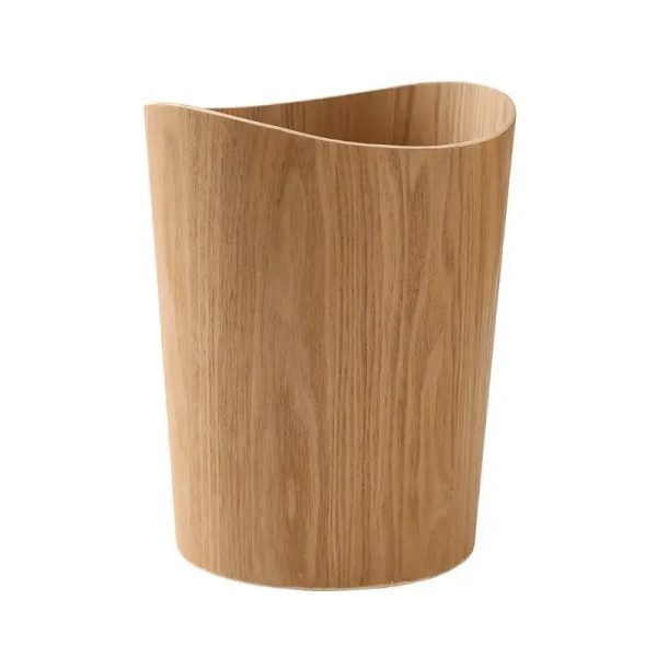 poubelle en bois naturel