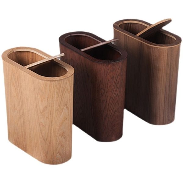 poubelle en bois ovale moderne